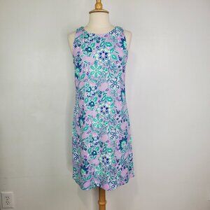 Talbots Petite Stretchy Sleeveless Floral Pullover Coastal Summer Dress Size LP